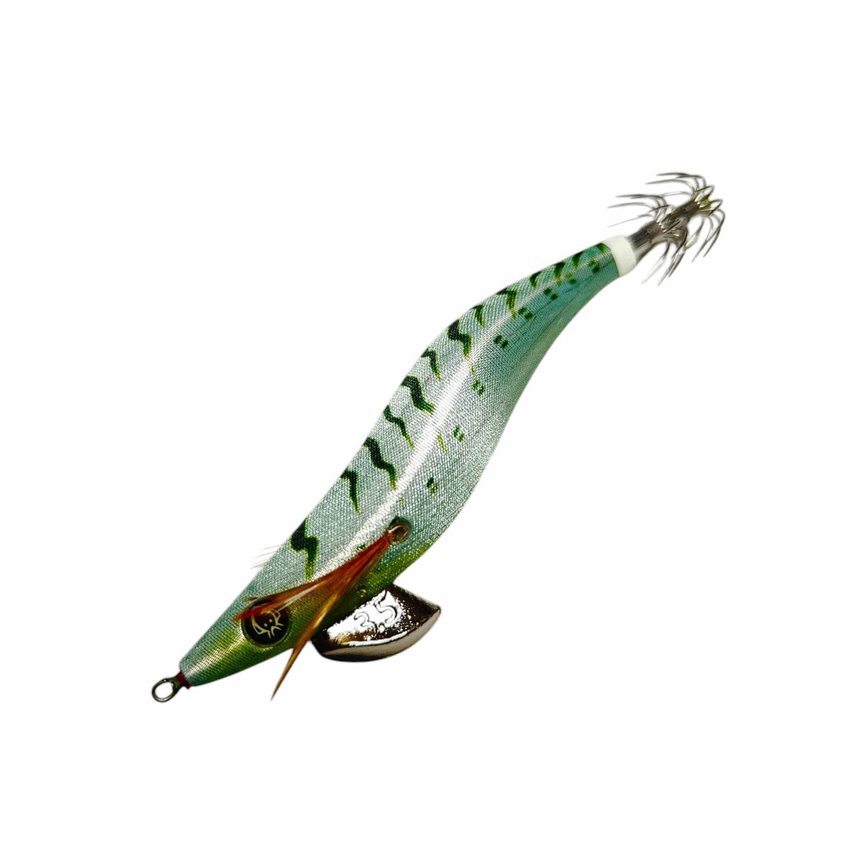 RUI SQUID JIG PEARL WHITE BODY RED HEAD SIZE 3.5 EGI FISHING LURE - Foto 8