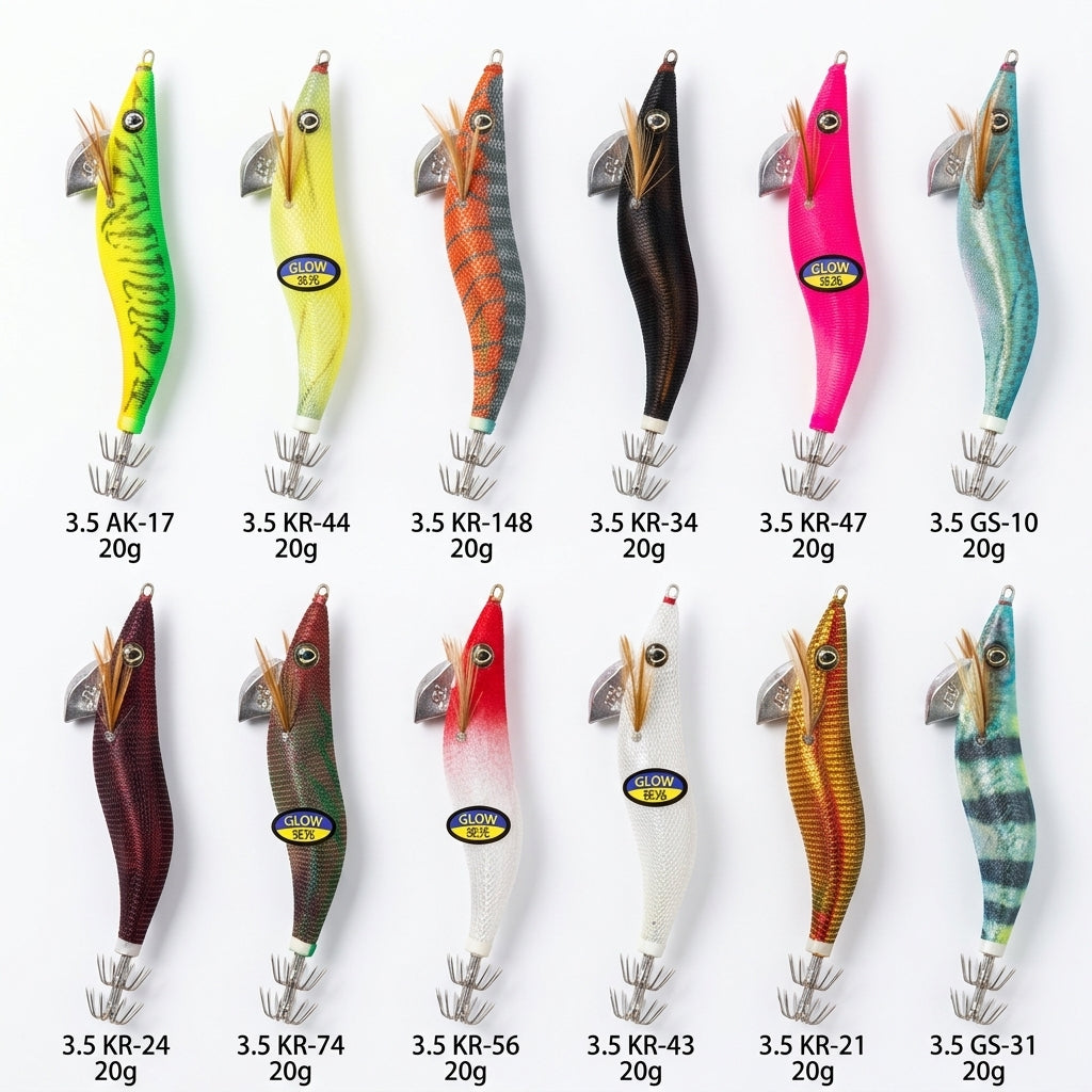 RUI GOAT 12-piece squid jig bundle product photo for Australian calamari fishing and Melbourne pier sessions