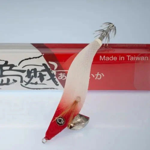 RUI KR56 Red Head Glow squid jig side profile for night fishing, dirty water and Australian pier lights