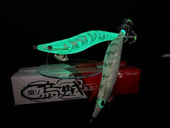 Rui Fishing Tackles RUI Squid Jig AK01 UV Cloth Glow Body AKA White Night Tiger Egi Fishing Lure