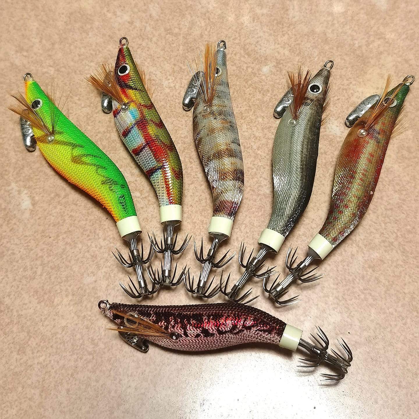 RUI squid jig new size natural colours set lockdown special 40