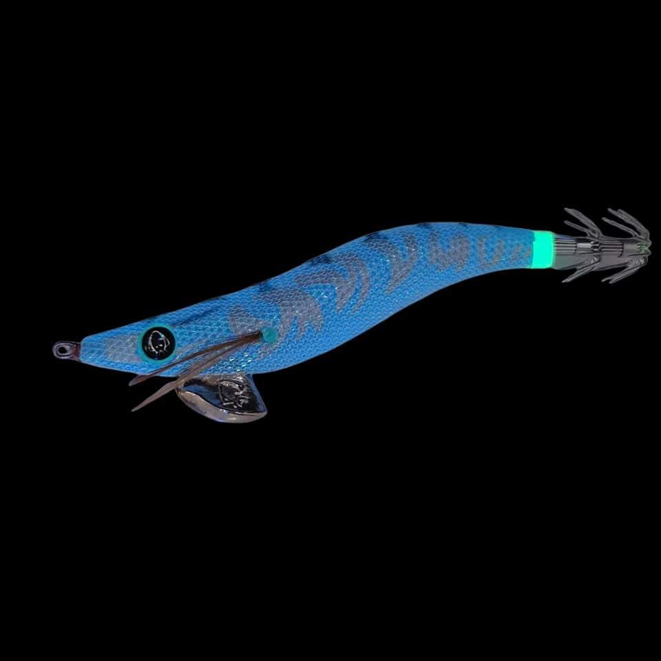 RUI Squid Jig AK01 UV Cloth 490 Blue Glow White Tiger Egi Fishing ...