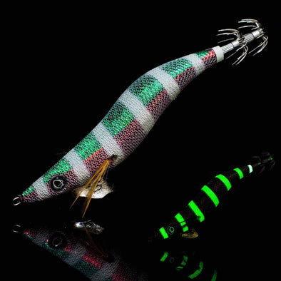 RUI Sporting Goods Fishing Baits, Lures & Flies Jigs RUI Squid Jig KR143 TWO TONE FOIL STRIP GLOW Egi Fishing Lure