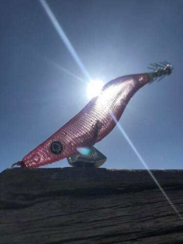 RUI Sporting Goods Fishing Baits, Lures & Flies Jigs RUI SQUID JIG PINK CLOTH SILVER TURN GOLD CLEAR BODY SIZE 3